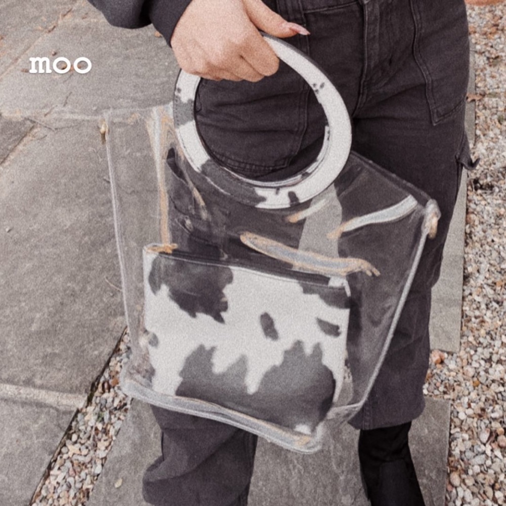 Clear purse with cow print